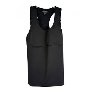 ATHLETA Black Racerback Fitness Tank Top w/ Inner Hook Bra & Padding Size 38B